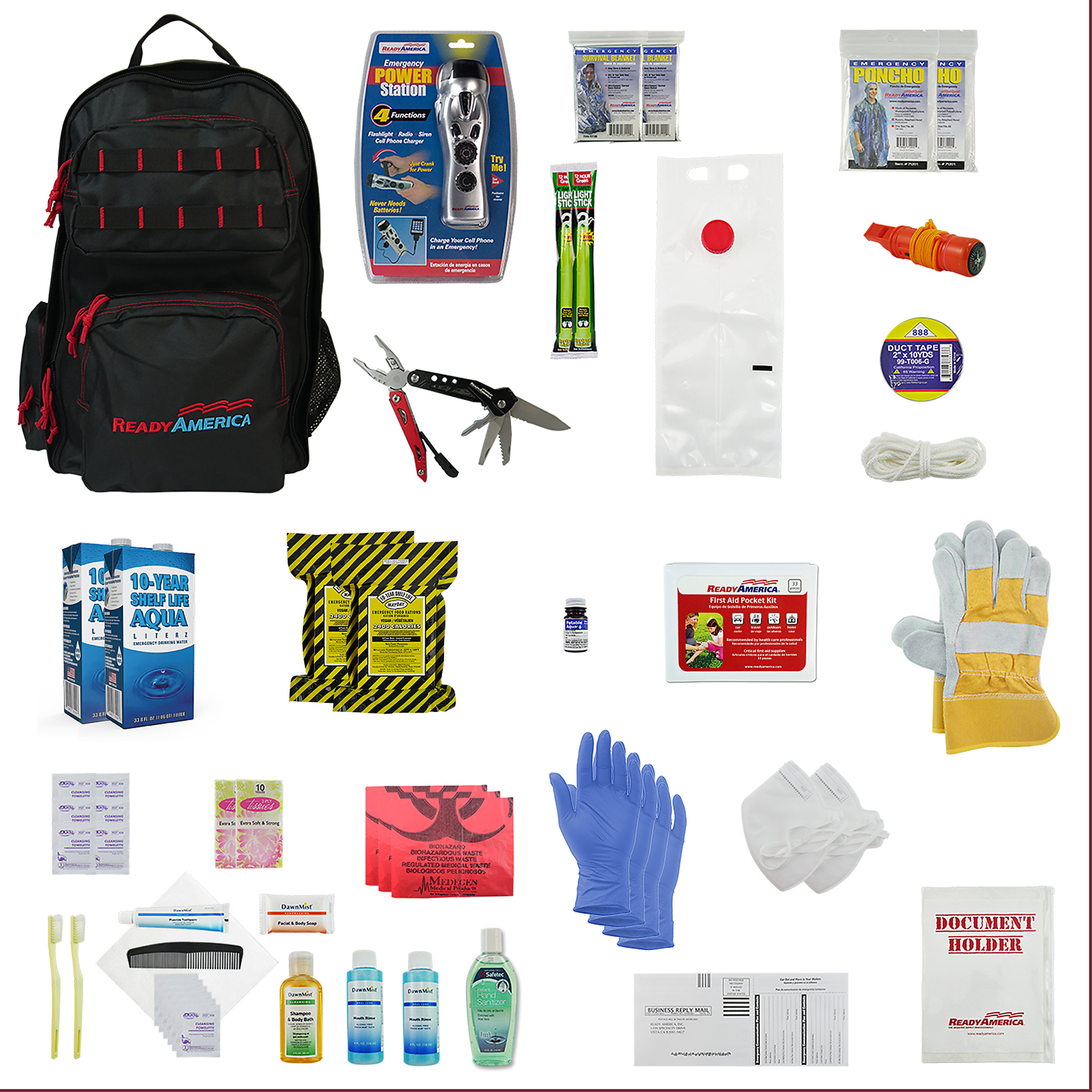 Ready America, 2-Person, 3 Day, Professional Emergency Backpack, Pieces (qty.) 42 Model# 70481